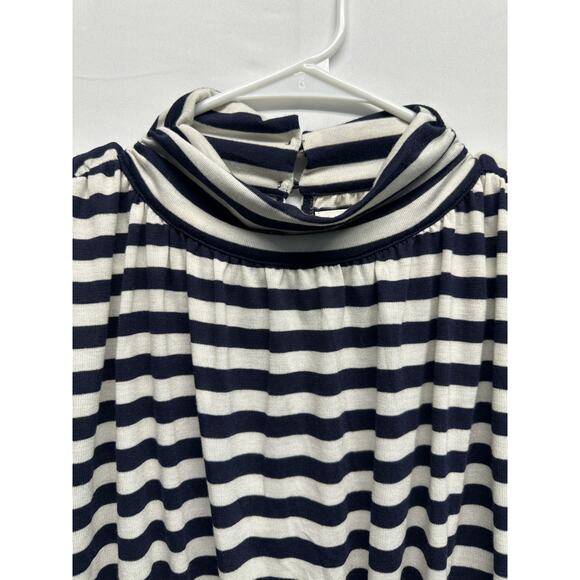 Maeve by Anthropologie Blue Striped Cowl Neck Blouse Top Medium - Picture 4 of 11
